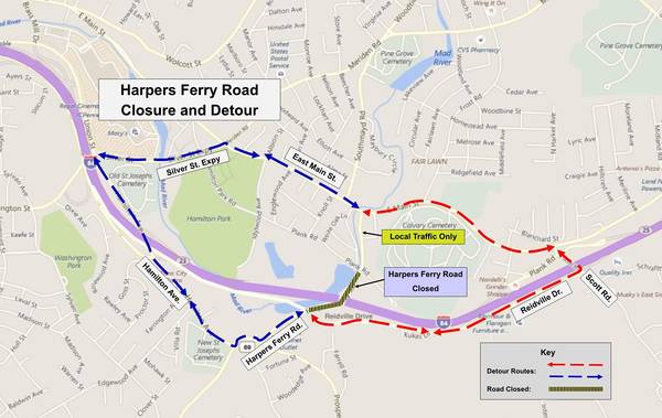 Harpers Ferry Road Closssure and Detour June - August 2018